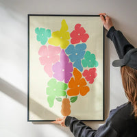 Simple Vase and Multicoloured Flowers Paint Print