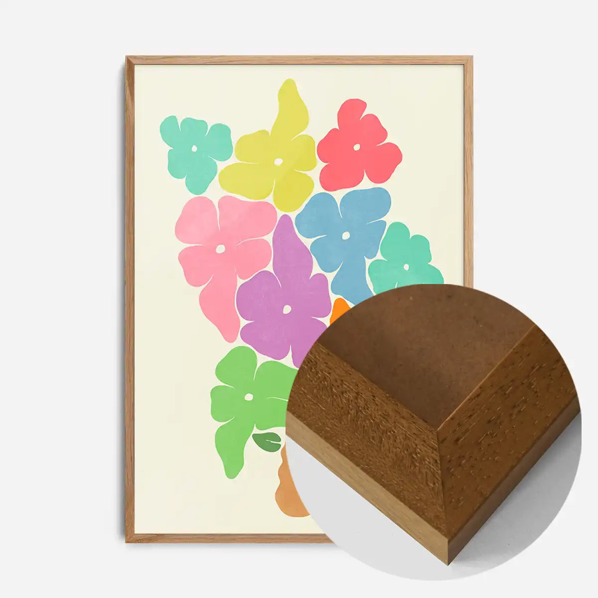 Simple Vase and Multicoloured Flowers Paint Print