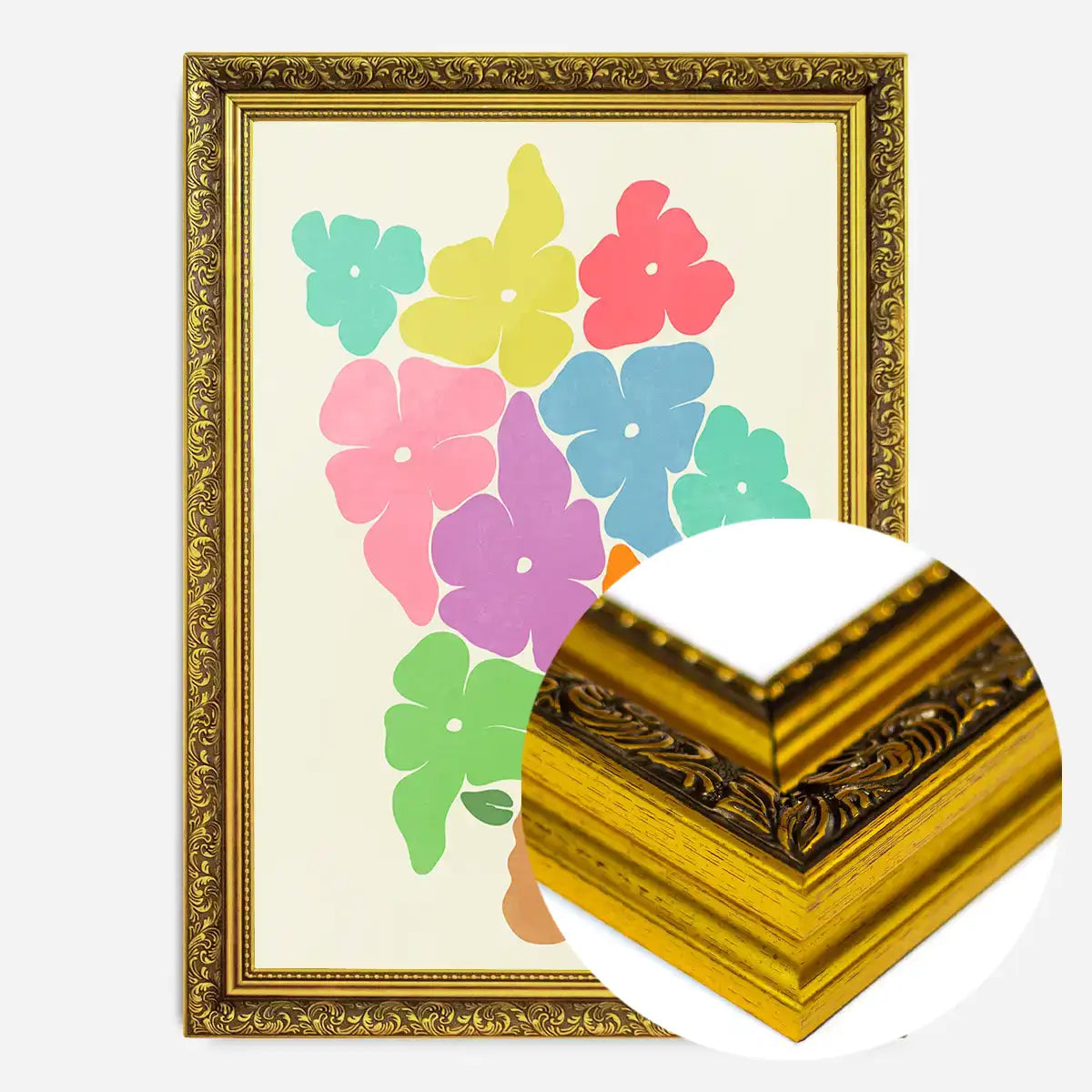Simple Vase and Multicoloured Flowers Paint Print