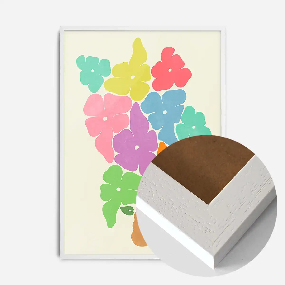 Simple Vase and Multicoloured Flowers Paint Print