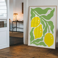 Simple Lemons and Leaves Paint Print