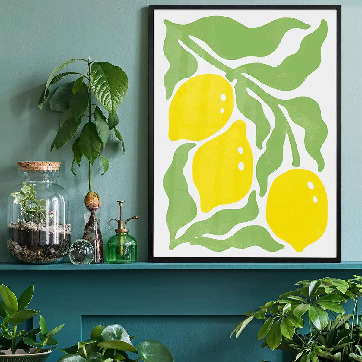 Simple Lemons and Leaves Paint Print