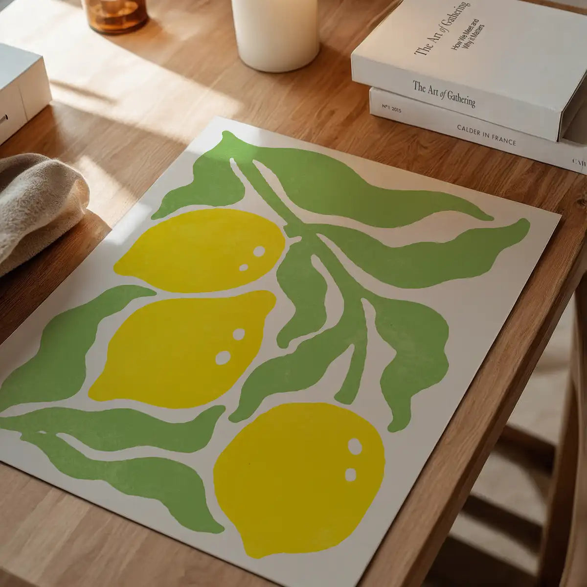 Simple Lemons and Leaves Paint Print