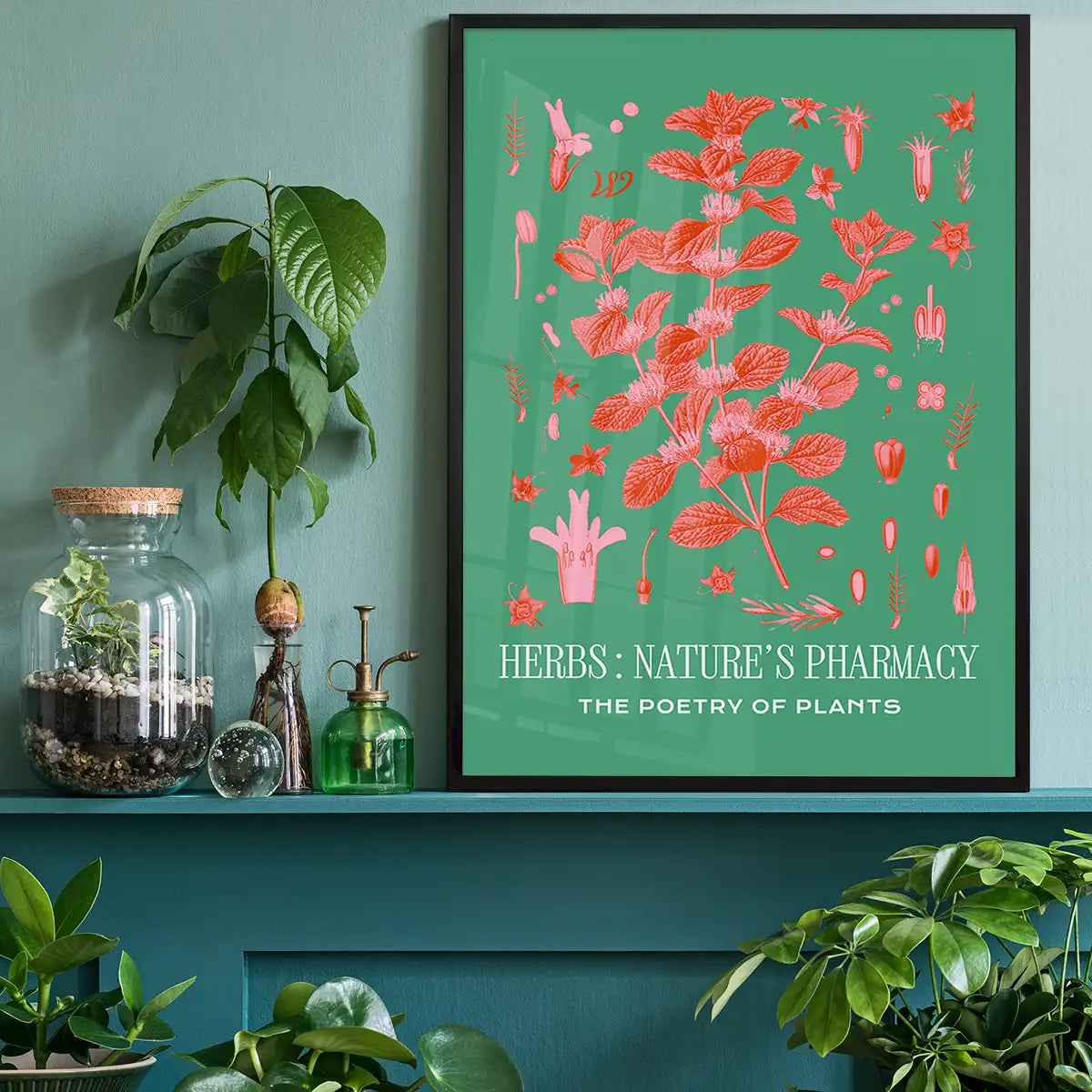 Poetry of Plants Pink & Green Botanical Print