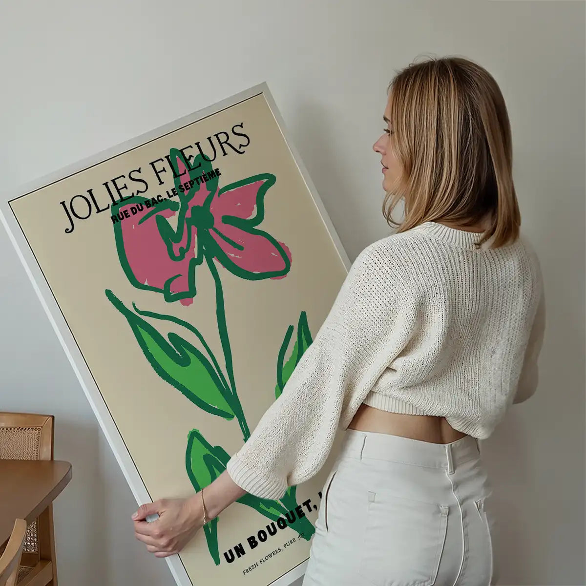 Beautiful Flowers Pink Flower Drawing Print
