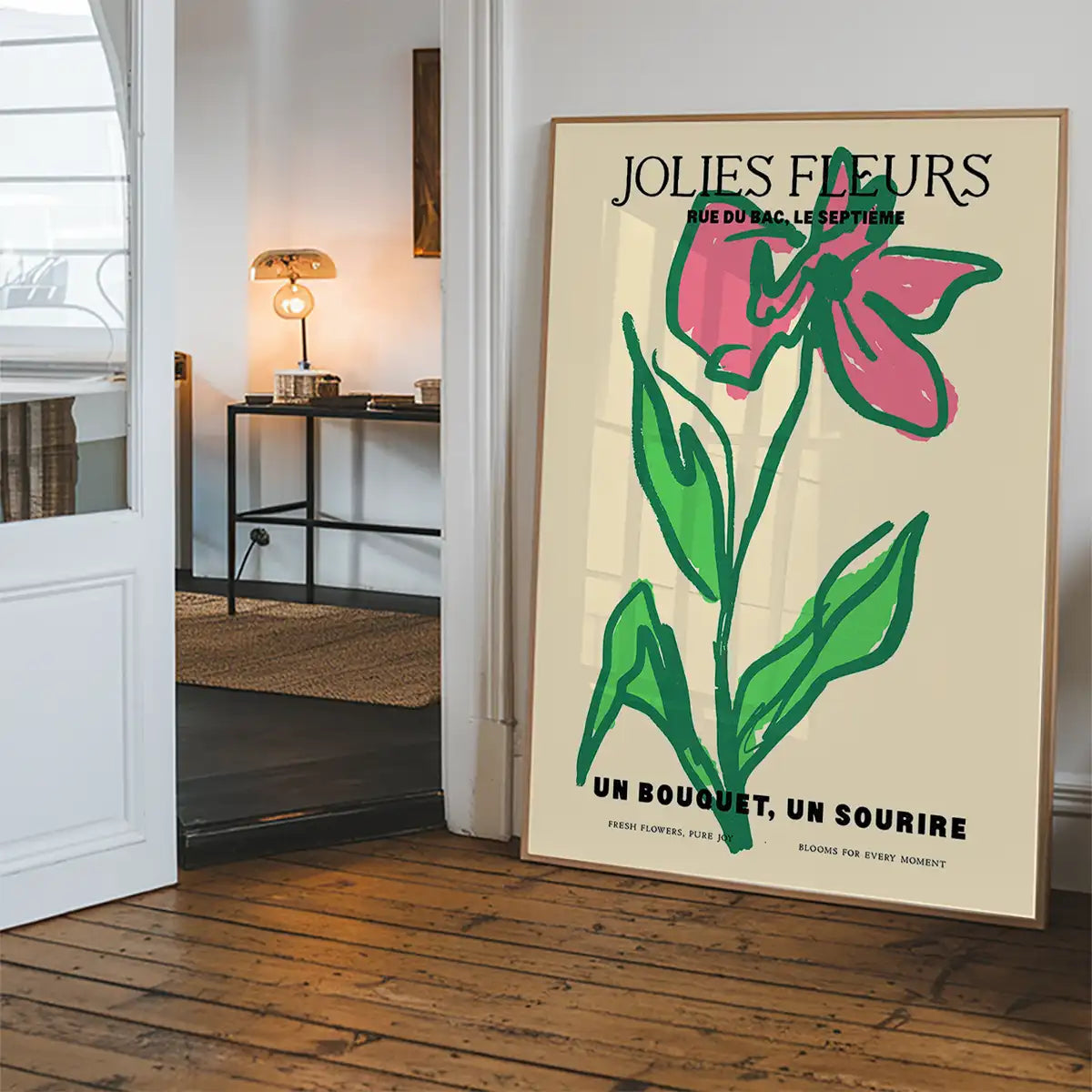 Beautiful Flowers Pink Flower Drawing Print