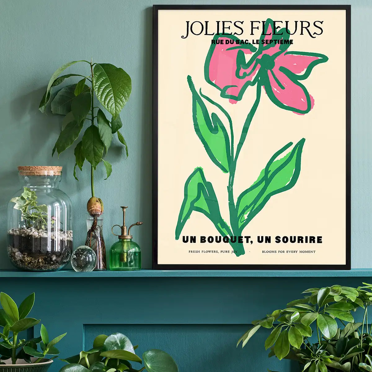 Beautiful Flowers Pink Flower Drawing Print