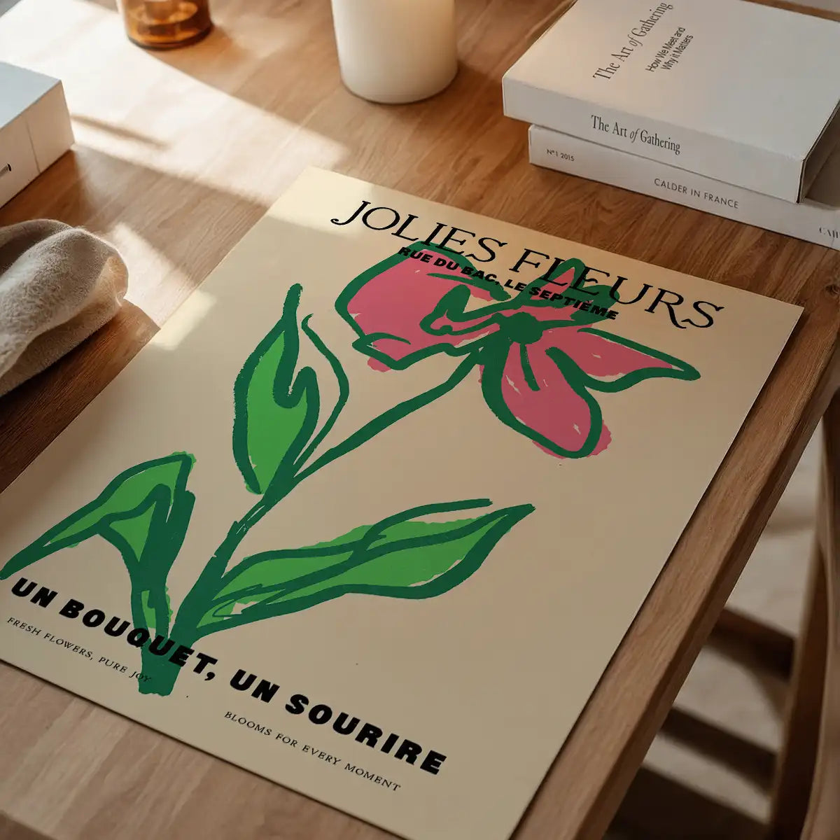 Beautiful Flowers Pink Flower Drawing Print