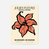 Beautiful Flowers Orange Flower Drawing Print