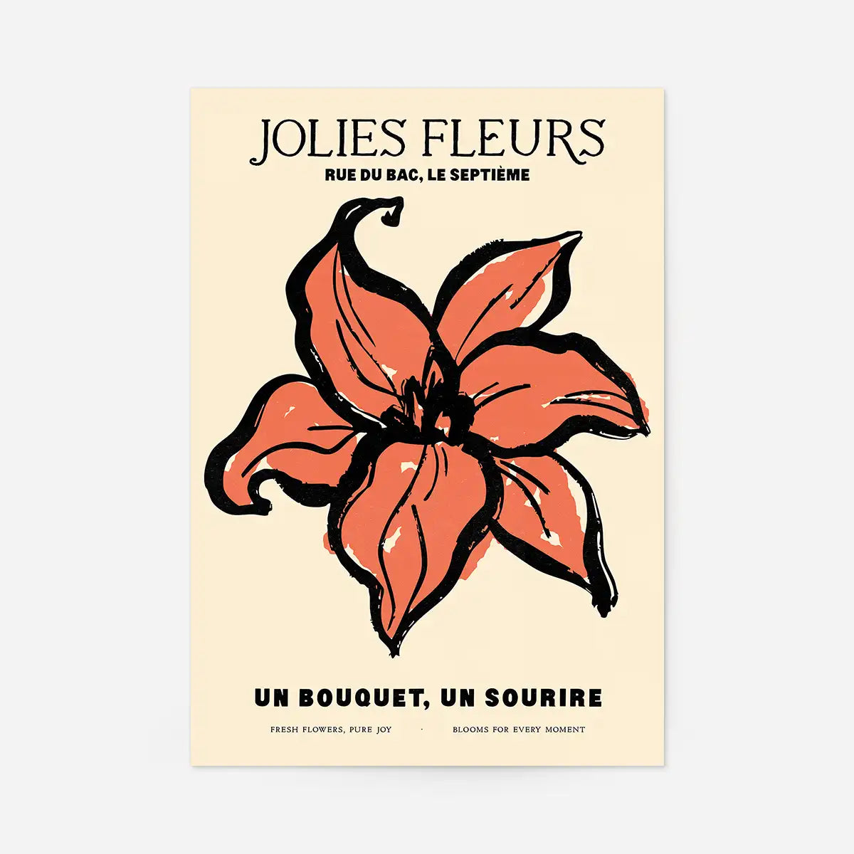 Beautiful Flowers Orange Flower Drawing Print