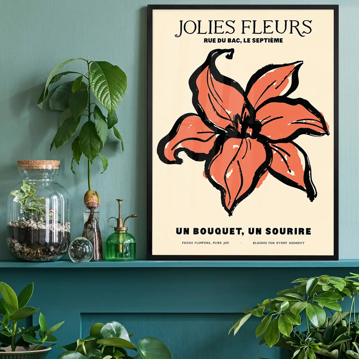 Beautiful Flowers Orange Flower Drawing Print