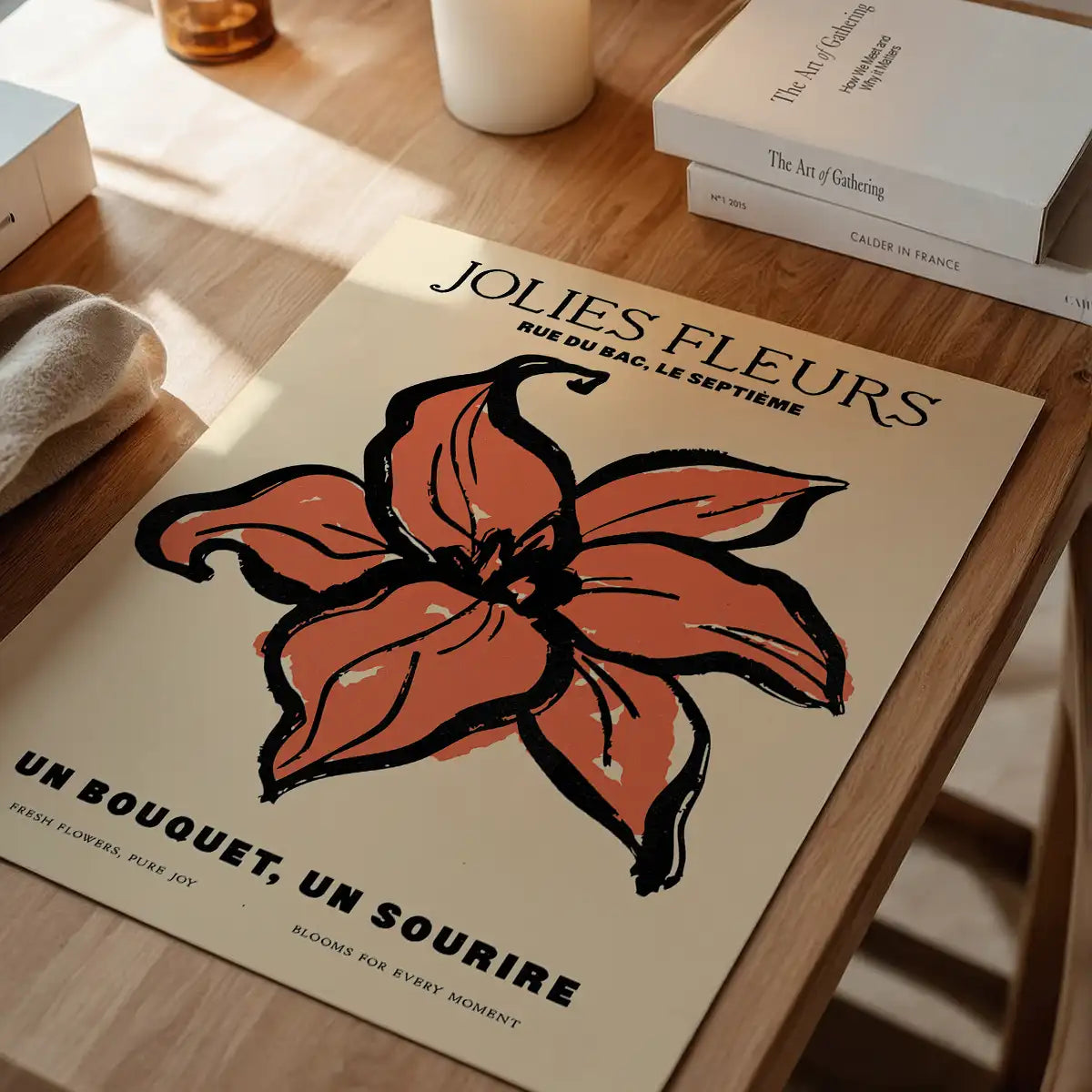 Beautiful Flowers Orange Flower Drawing Print