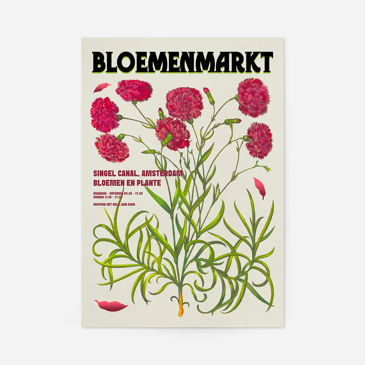 Amsterdam Bloemenmarkt Flower Market Pink Flowers Print