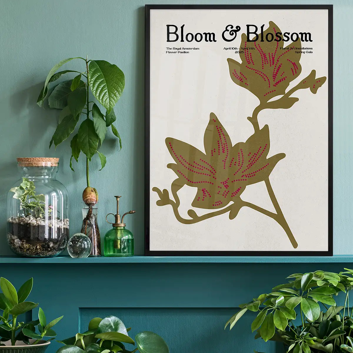Bloom & Blossom Brown Flowers Poster