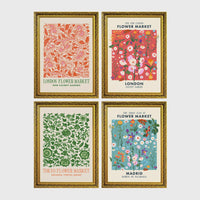 Set of 4 framed prints, antique botanical citrus illustrations: an orange branch with blossom; a citrus branch with fruit and blossom; a lemon branch with fruit; and orange and lemon slices on a branch — unframed