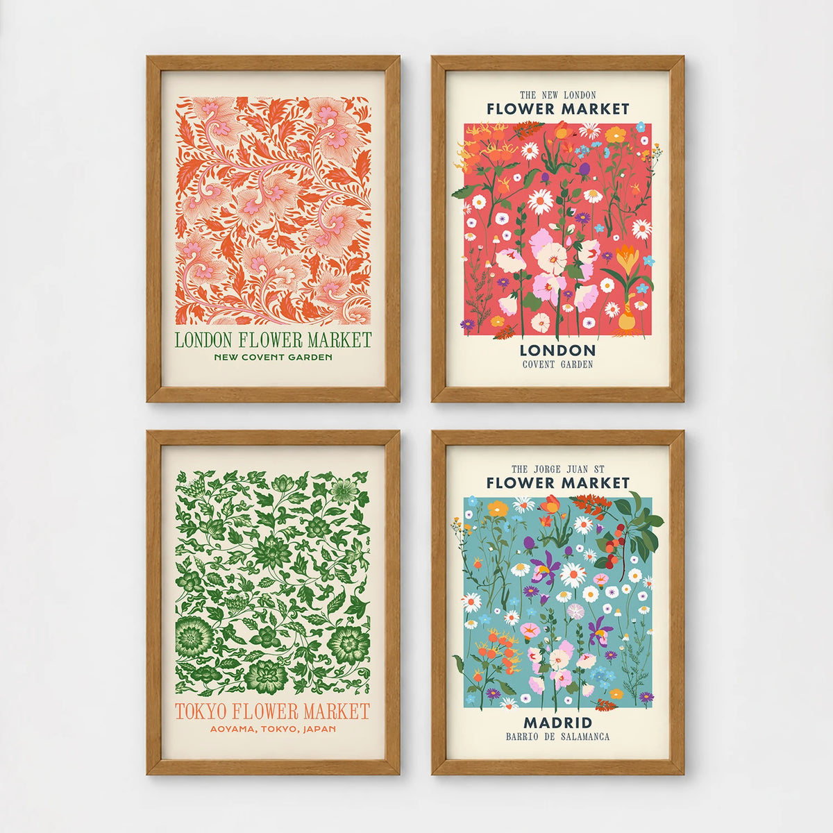 Set of 4 framed prints, antique botanical citrus illustrations: an orange branch with blossom; a citrus branch with fruit and blossom; a lemon branch with fruit; and orange and lemon slices on a branch — unframed