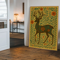 Deer Folk Art Painting Print
