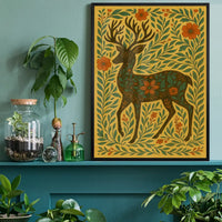 Deer Folk Art Painting Print