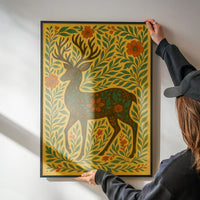 Deer Folk Art Painting Print