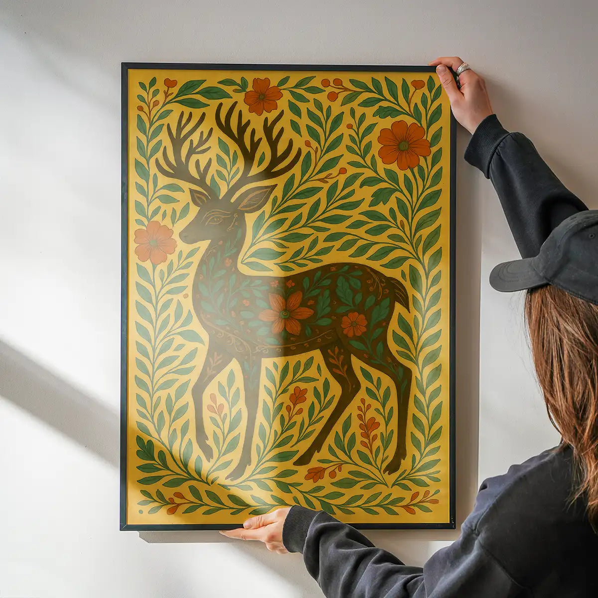 Deer Folk Art Painting Print