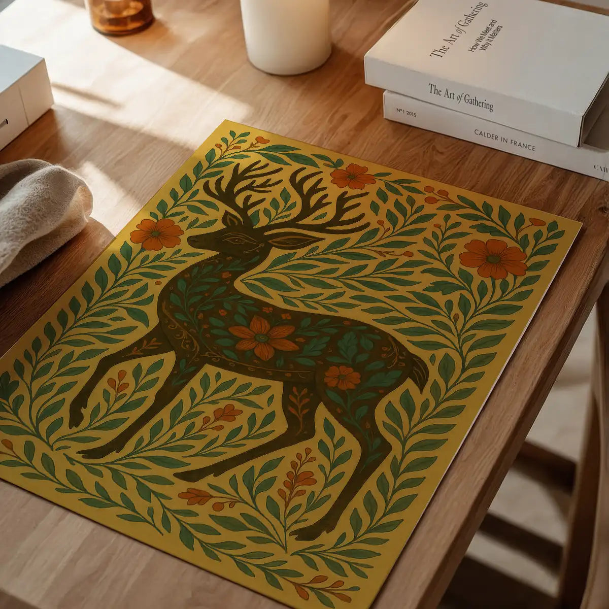 Deer Folk Art Painting Print