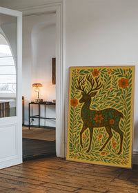 Deer Folk Art Painting Print