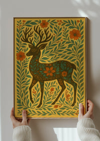 Deer Folk Art Painting Print
