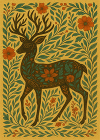Deer Folk Art Painting Print