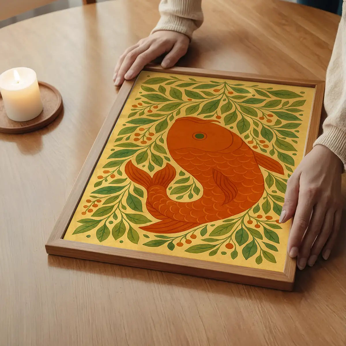 Carp Folk Art Painting Print