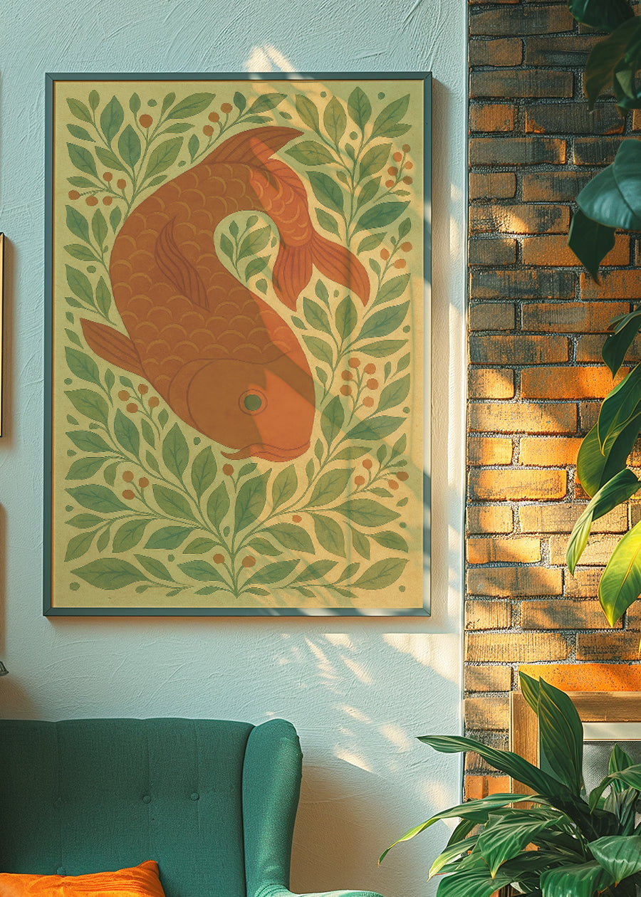 Carp Folk Art Painting Print