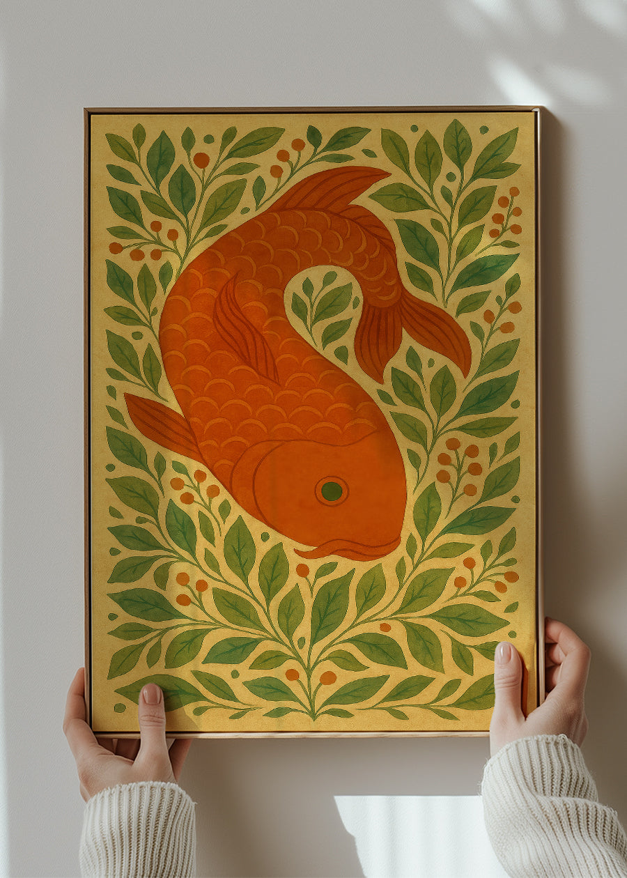 Carp Folk Art Painting Print