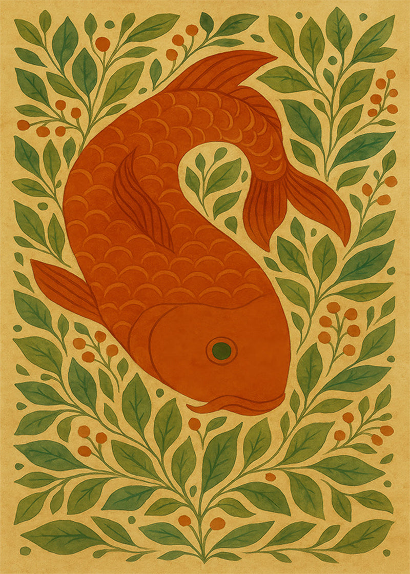 Carp Folk Art Painting Print
