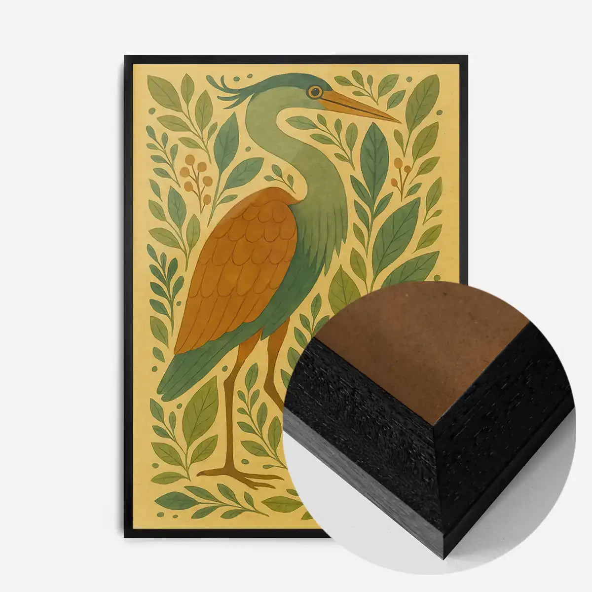 Heron Folk Art Painting Print