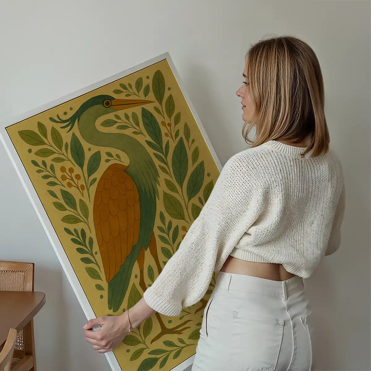 Heron Folk Art Painting Print