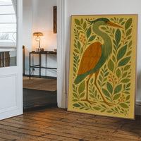 Heron Folk Art Painting Print