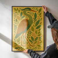 Heron Folk Art Painting Print