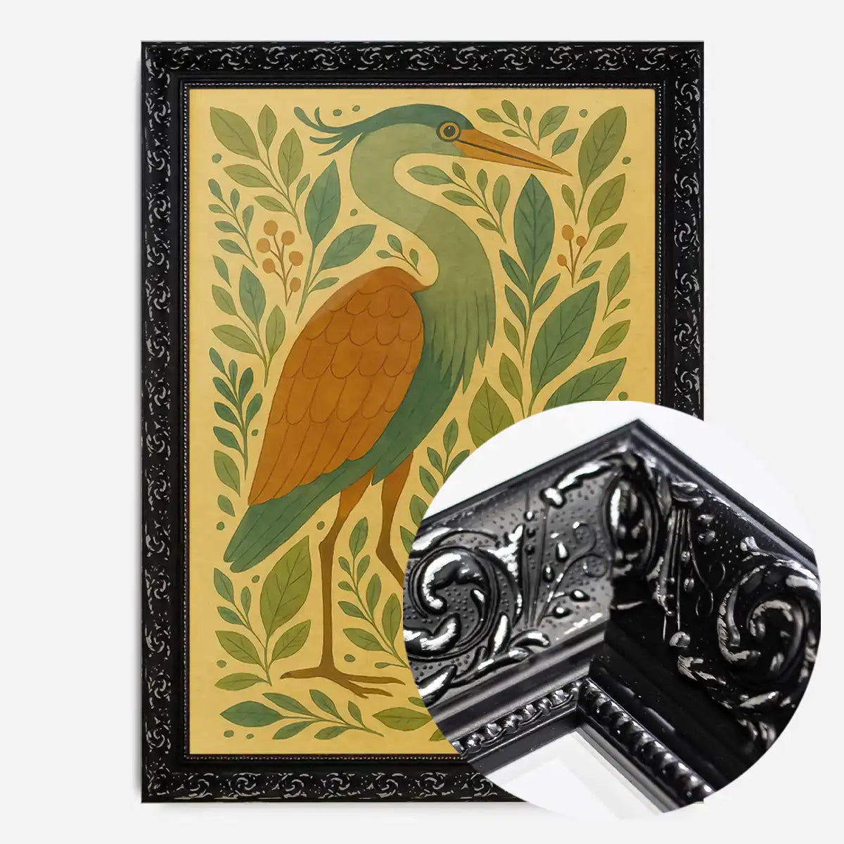 Heron Folk Art Painting Print