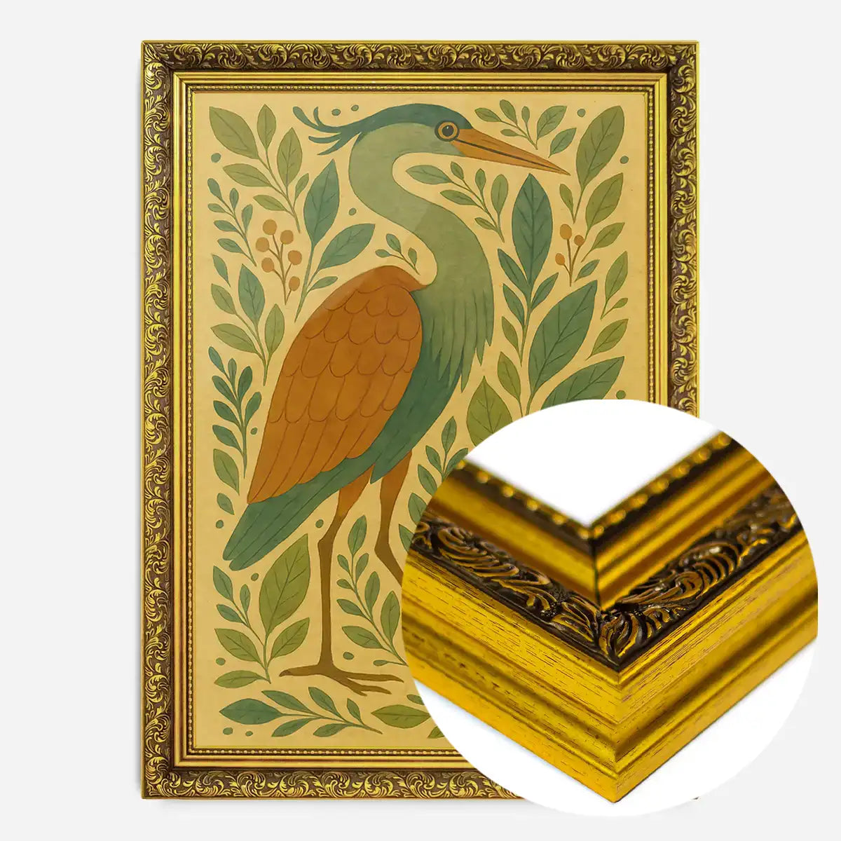 Heron Folk Art Painting Print