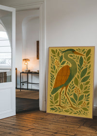 Heron Folk Art Painting Print