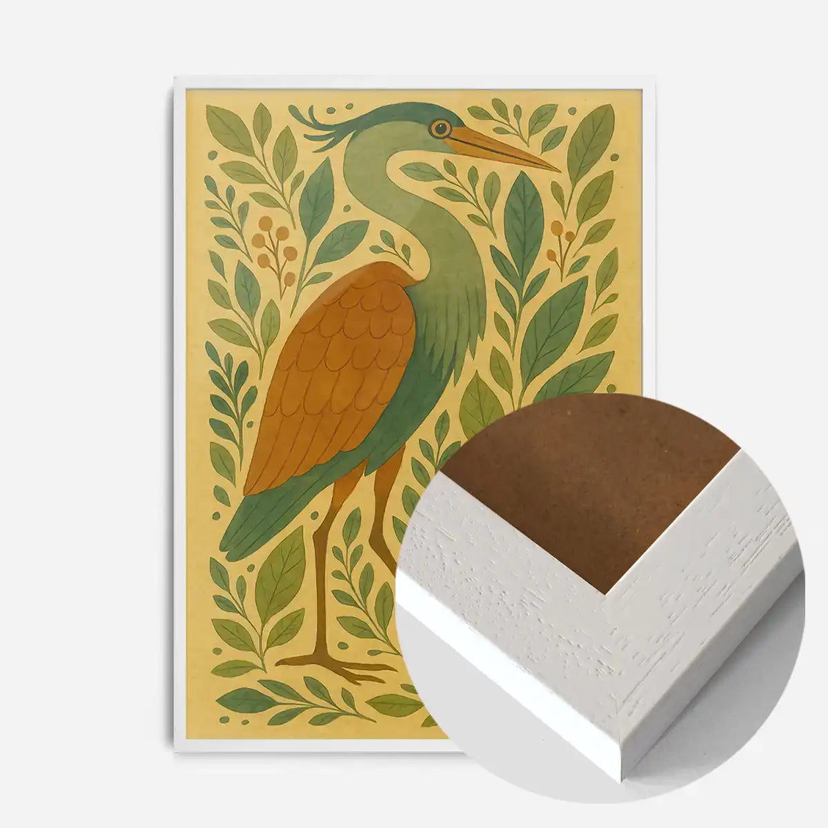 Heron Folk Art Painting Print