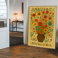 Flowers Folk Art Painting Print