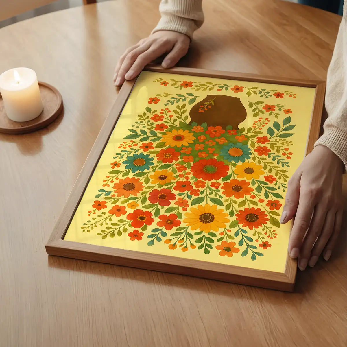 Flowers Folk Art Painting Print