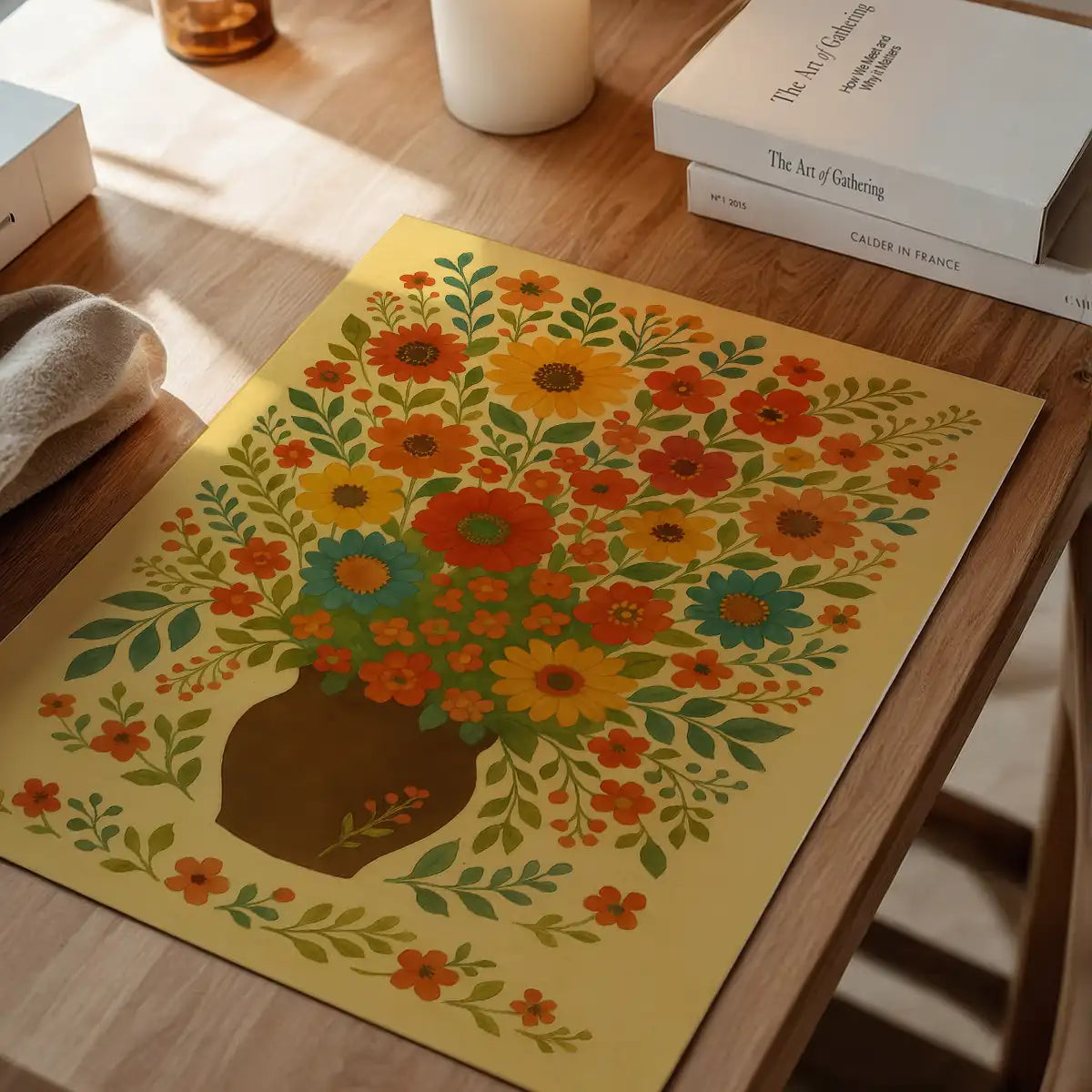 Flowers Folk Art Painting Print
