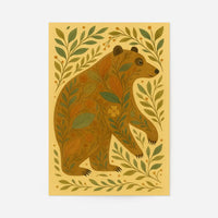 Bear and Leaves Folk Art Painting Print