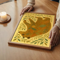 Bear and Leaves Folk Art Painting Print