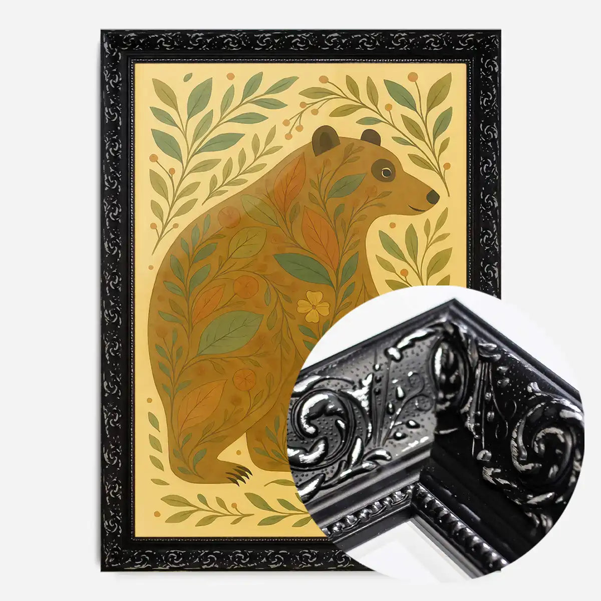 Bear and Leaves Folk Art Painting Print