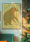 Bear and Leaves Folk Art Painting Print