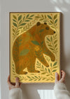 Bear and Leaves Folk Art Painting Print