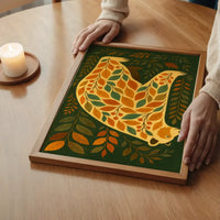 Dark green Bear Folk Art Painting Print
