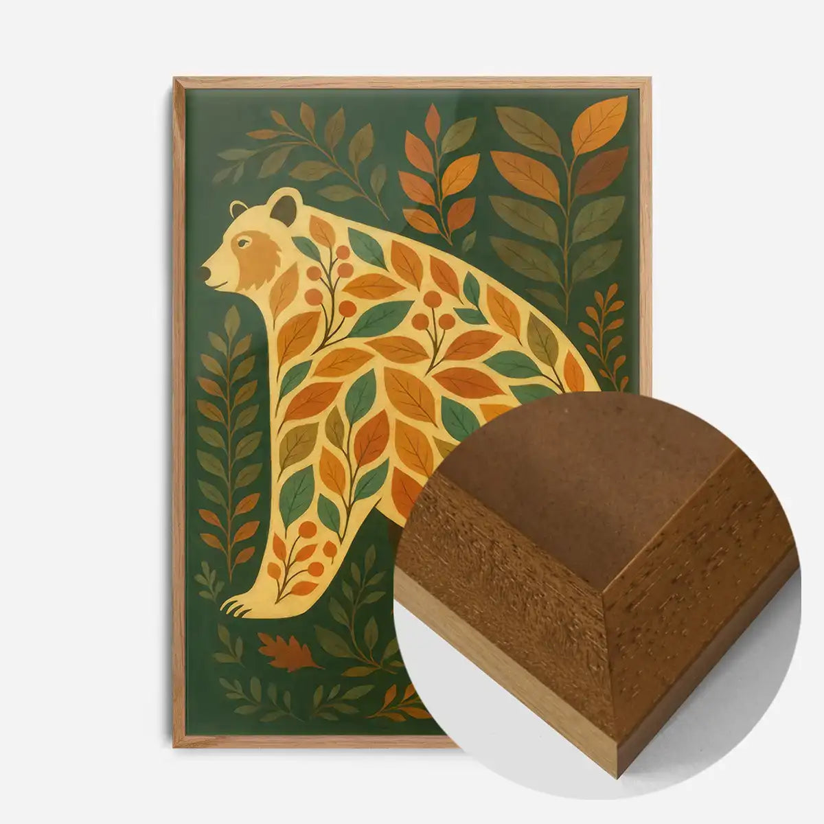 Dark green Bear Folk Art Painting Print
